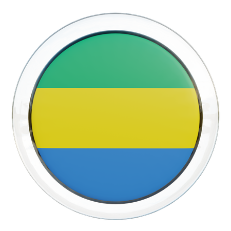 Gabon Round Flag  3D Icon