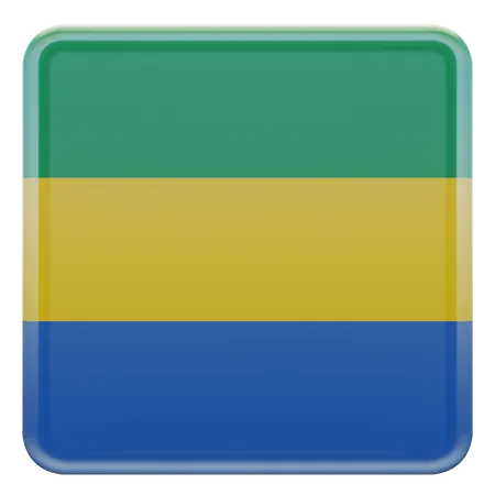 Gabon Square Flag  3D Icon