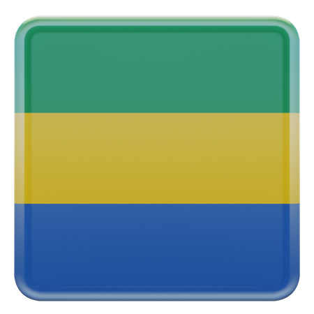Gabon Square Flag  3D Icon