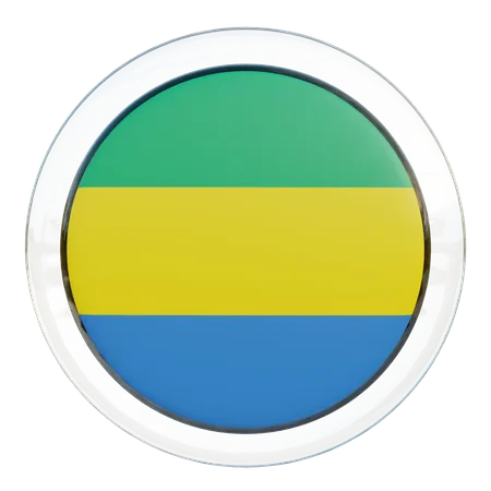 Gabun Runde Flagge  3D Icon