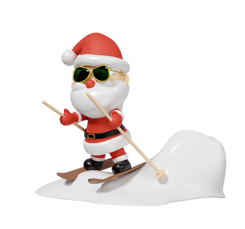 Gafas de sol de Papá Noel esquiando  3D Illustration