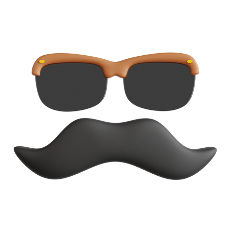 Gafas y bigote  3D Icon