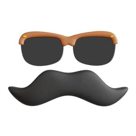 Gafas y bigote  3D Icon