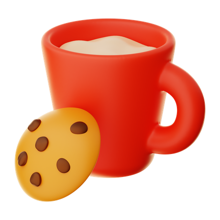 Galleta y vaso de leche  3D Icon