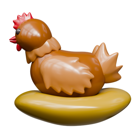 Gallina poniendo huevos  3D Icon