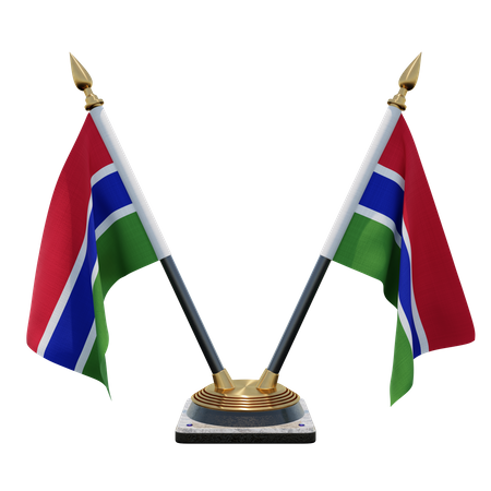 Gambia Double Desk Flag Stand  3D Icon