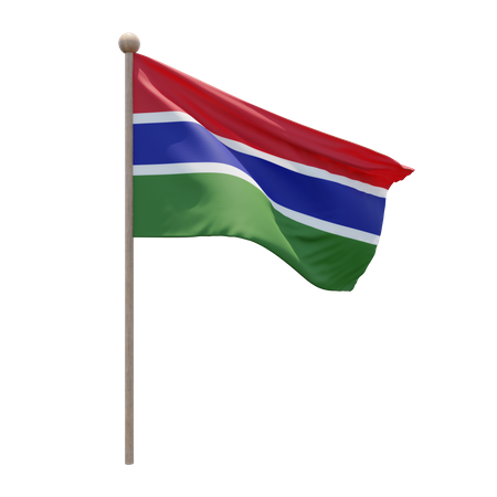 Gambia Flag Pole  3D Illustration