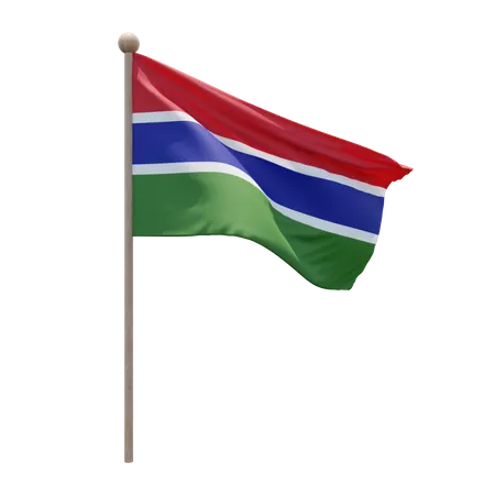 Gambia Flag Pole  3D Illustration