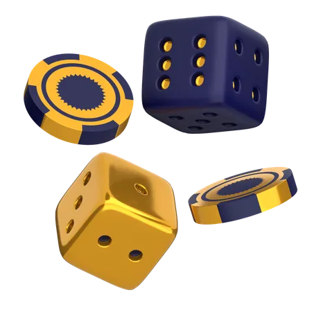 Gambling coin and dice  3D Icon