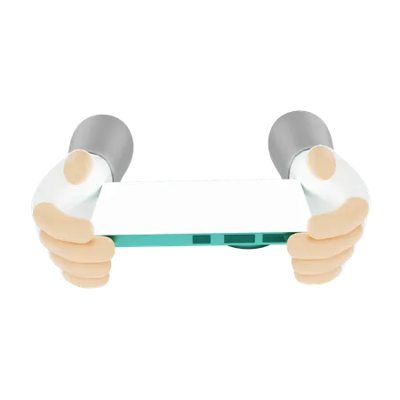 Hand Pose Playing Game On Smartphone 3D Illustration