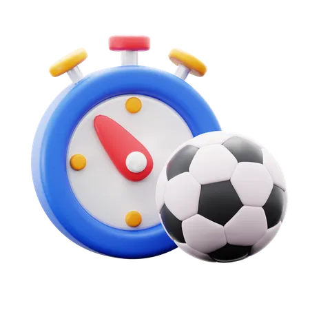 Stopwatch With Soccer Ball For Football Sport Timer Countdown 3 D Icon Illustration Render Design 3D Icon
