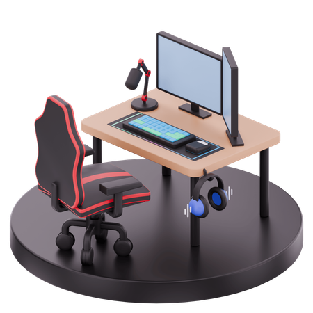 ゲーマーストリーミングのセットアップ  3D Illustration