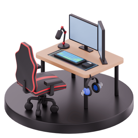 Gamer Streaming Setup  3D Illustration