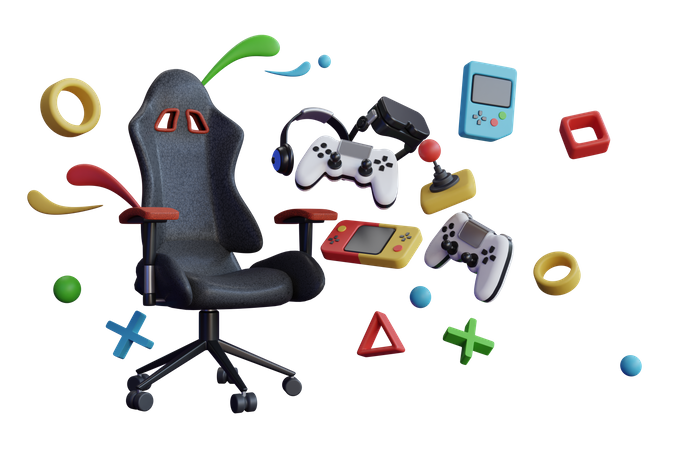 Gaming Chair console hanging with gaming equipment  3D Icon