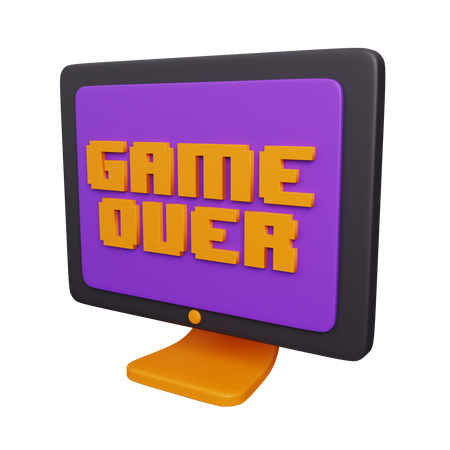 Gaming Monitor Game Over 3D Icon
