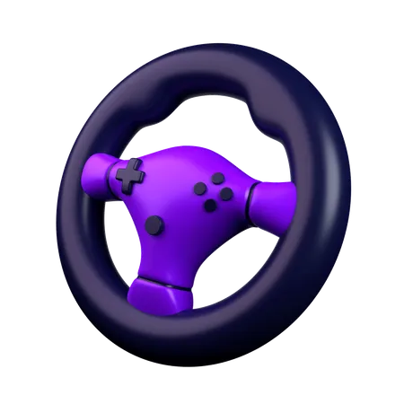 Gaming Steering Wheel 3 D Illustration Dark Purple Theme 3D Icon