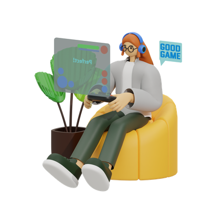 Gaming to Life at Home  3D Illustration