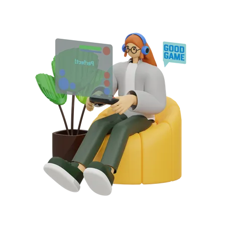 Gaming to Life at Home  3D Illustration