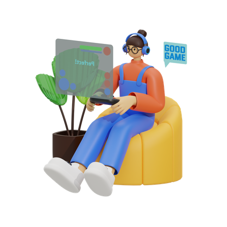 Gaming to Life at Home  3D Illustration