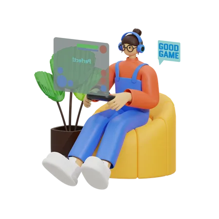 Gaming to Life at Home  3D Illustration