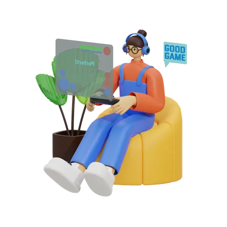 Gaming to Life at Home 3D Illustration