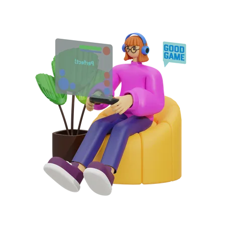 Gaming to Life at Home 3D Illustration