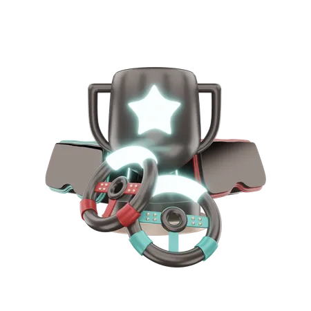 3 D Rendering Joystick Game And Trophy Icon Object 3D Icon