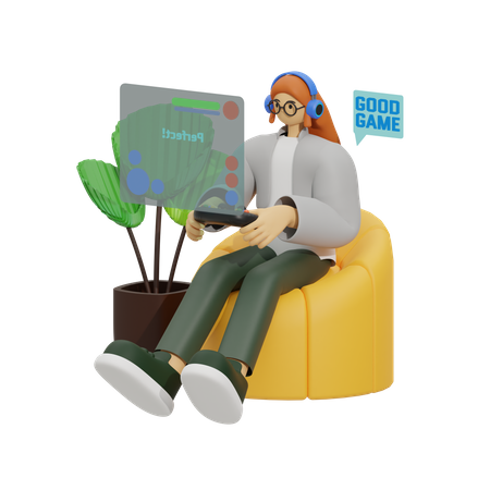 Gaming für das Leben zu Hause  3D Illustration