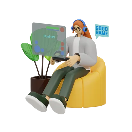 Gaming für das Leben zu Hause  3D Illustration