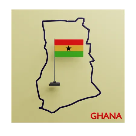 Mapa de Gana  3D Icon