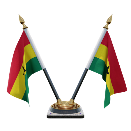Suporte de bandeira de mesa dupla (V) de Gana  3D Icon