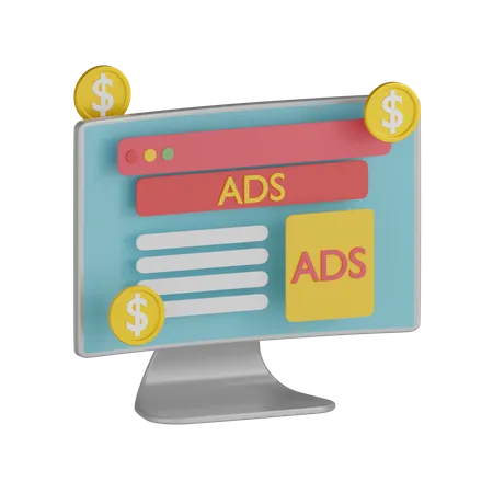 Ganar dinero con anuncios  3D Icon