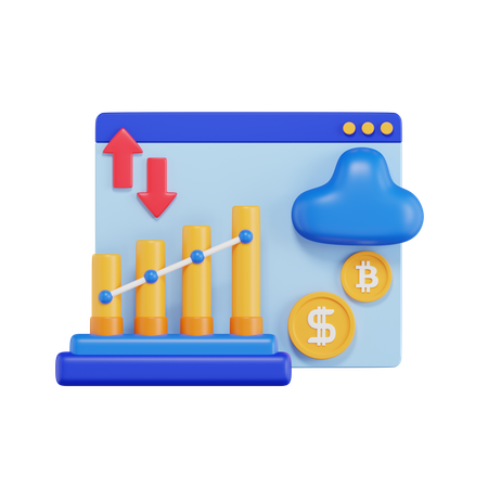 Beneficio financiero en línea  3D Icon