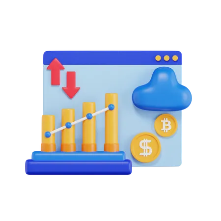 Beneficio financiero en línea  3D Icon