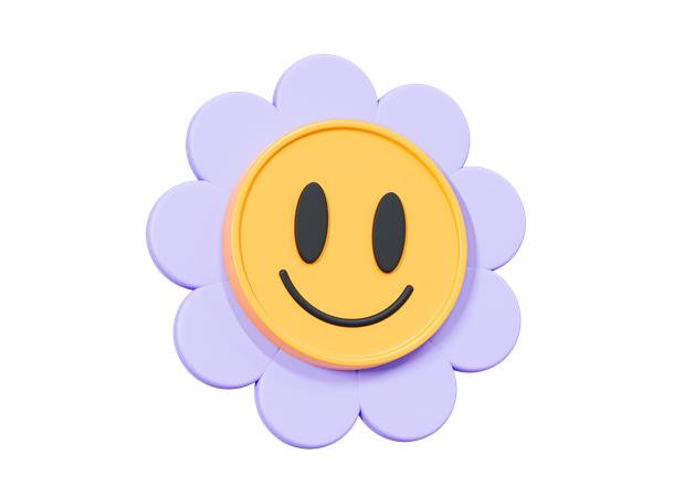 Gänseblümchen Blume Lächeln Gesicht  3D Icon