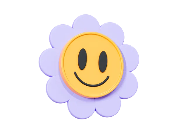 Gänseblümchen Blume Lächeln Gesicht  3D Icon