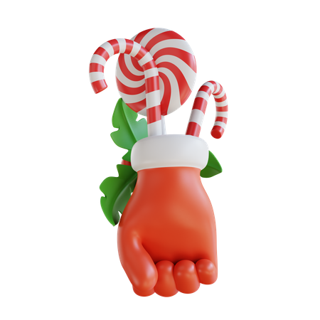 Gants de Noël et bonbons  3D Icon