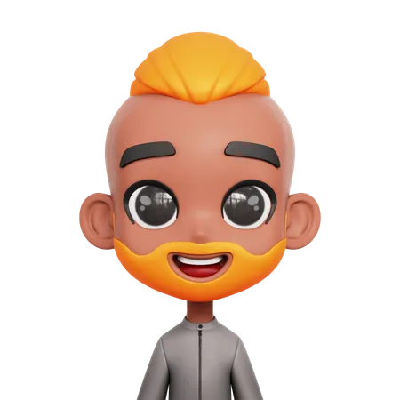 Garçon avec barbe et moustache orange  3D Icon