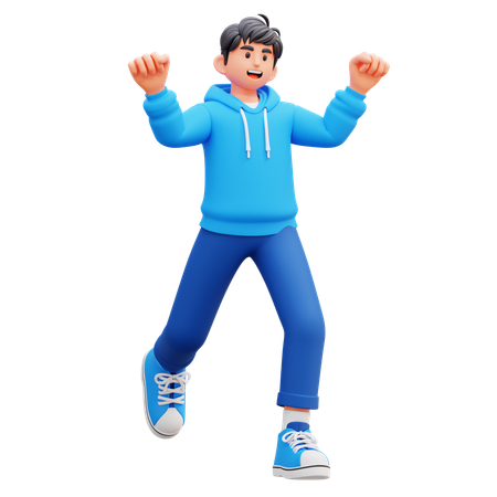 Garçon à capuche se sentant heureux  3D Icon