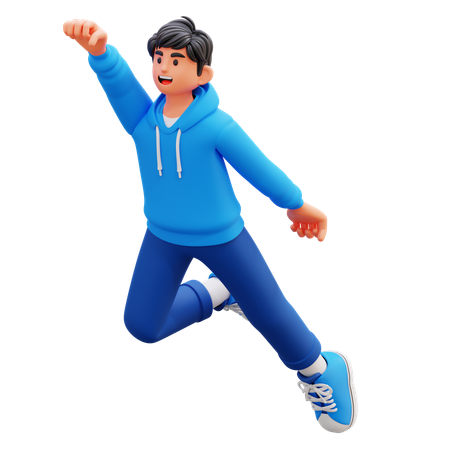 Garçon à capuche volant comme Superman  3D Icon