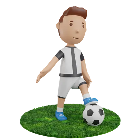 Garçon avec football  3D Illustration