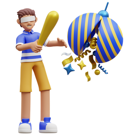 Garçon avec Pinata  3D Illustration