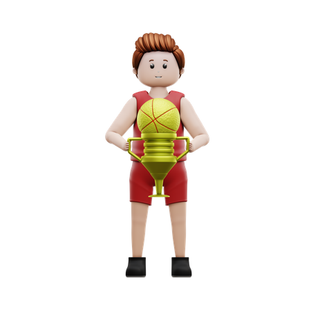 Garçon avec trophée champion  3D Icon