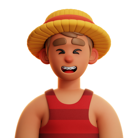 Garçon avec un chapeau luffy  3D Icon