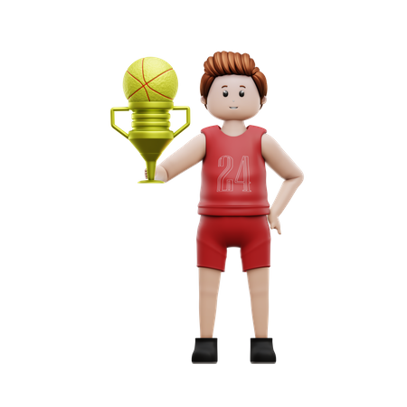 Champion de basket-ball garçon  3D Illustration