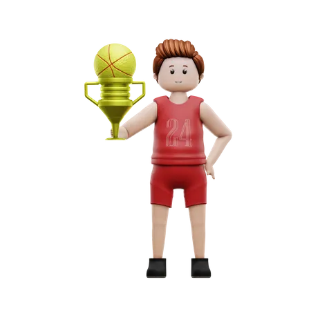 Champion de basket-ball garçon  3D Illustration