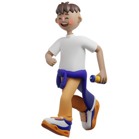 Garçon courant le matin  3D Illustration