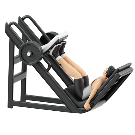 Un garçon de gym fait un exercice de presse à jambes à l'aide d'une machine  3D Illustration