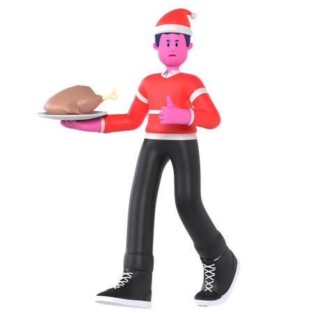 Garçon de Noël prenant le dîner de Noël  3D Illustration