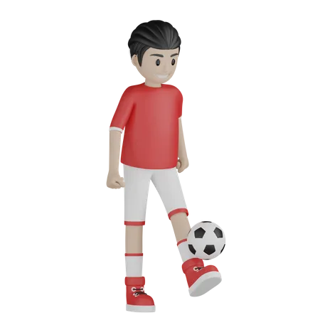 Garçon, dribble, football  3D Illustration